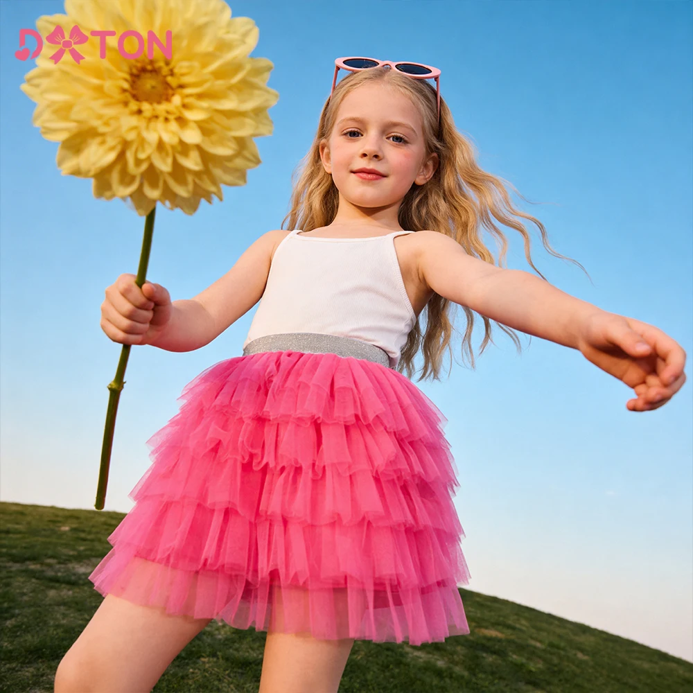 

DXTON Layer Mesh Kids Skirts Fluffy Tulle Cake Princess Girls Skirts Four Season Children Tutu Skirt Baby Girls Ballet Petiskirt