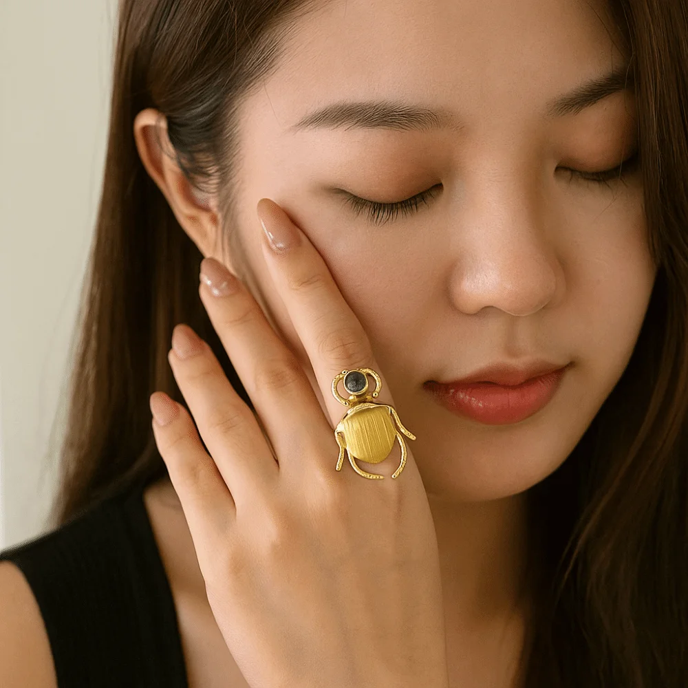 

Punk Style Beetle Opening Ring Enamel Adjustable Retro Insect Ring Macaron Color Jewelry Accessories Enamel Beetle Ring