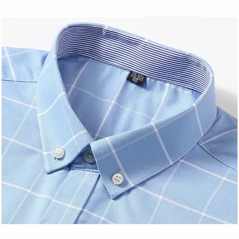 100% Cotton Men\'s Long Sleeve Oxford Shirt Formal Business Dress Shirts Cotton White Blue Casual Collared Shirt Korean Clothes