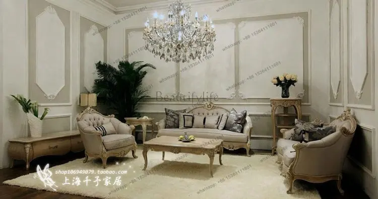 Neoclassical three-person sofa American single double combination pastoral sofa