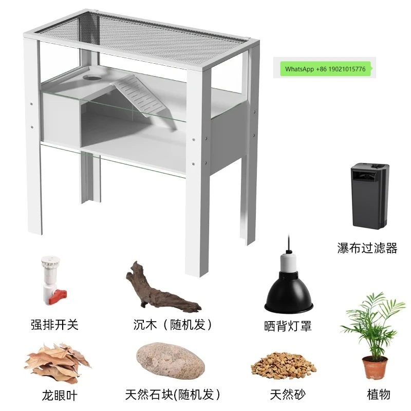 HJ turtle tank with climbing platform ecological feeding box household anti-escape turtle special super tank