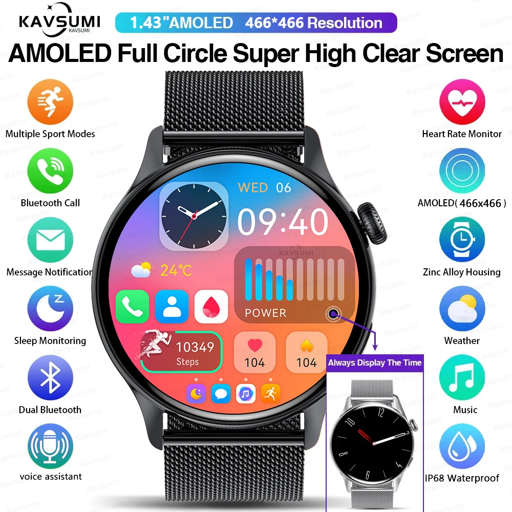 2023 Smartwatch Men 466*466 AMOLED 1.43