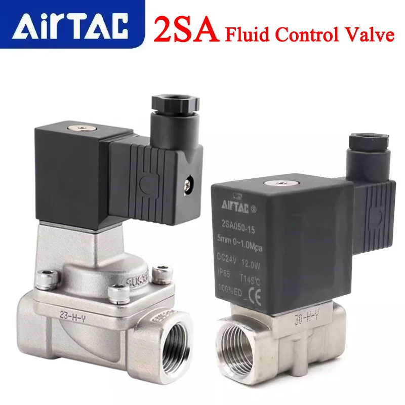AirTAC Original 2SA Stainless Steel Fluid Control Valve Water Solenoid Valve 2SA030-6/8 050-10/15 150-15 200-20 250 320 400 500