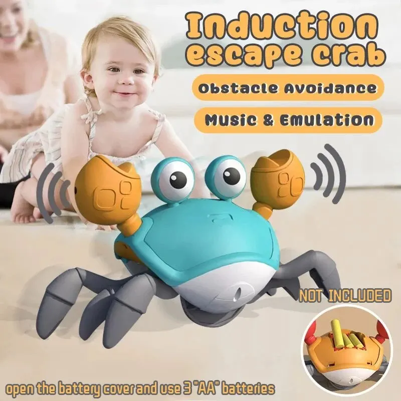 Induzione fuga granchio bambino rilevamento elettrico Pet giocattolo musicale Indoor impara Climb genitore giocattoli interattivi regali per bambini ragazzi ragazze