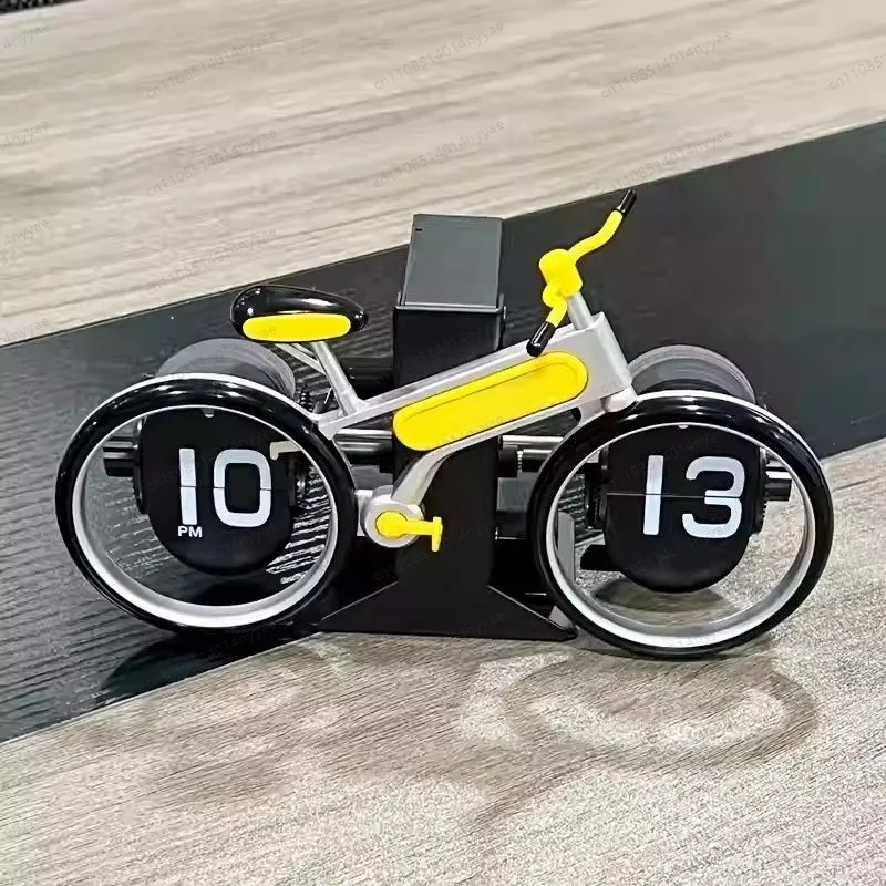 Automatic Flip Clock Bicycle Shape - Vintage Page-Turning Desk Clock, Retro Home Decor for Living Room, Bedroom, Office Gift