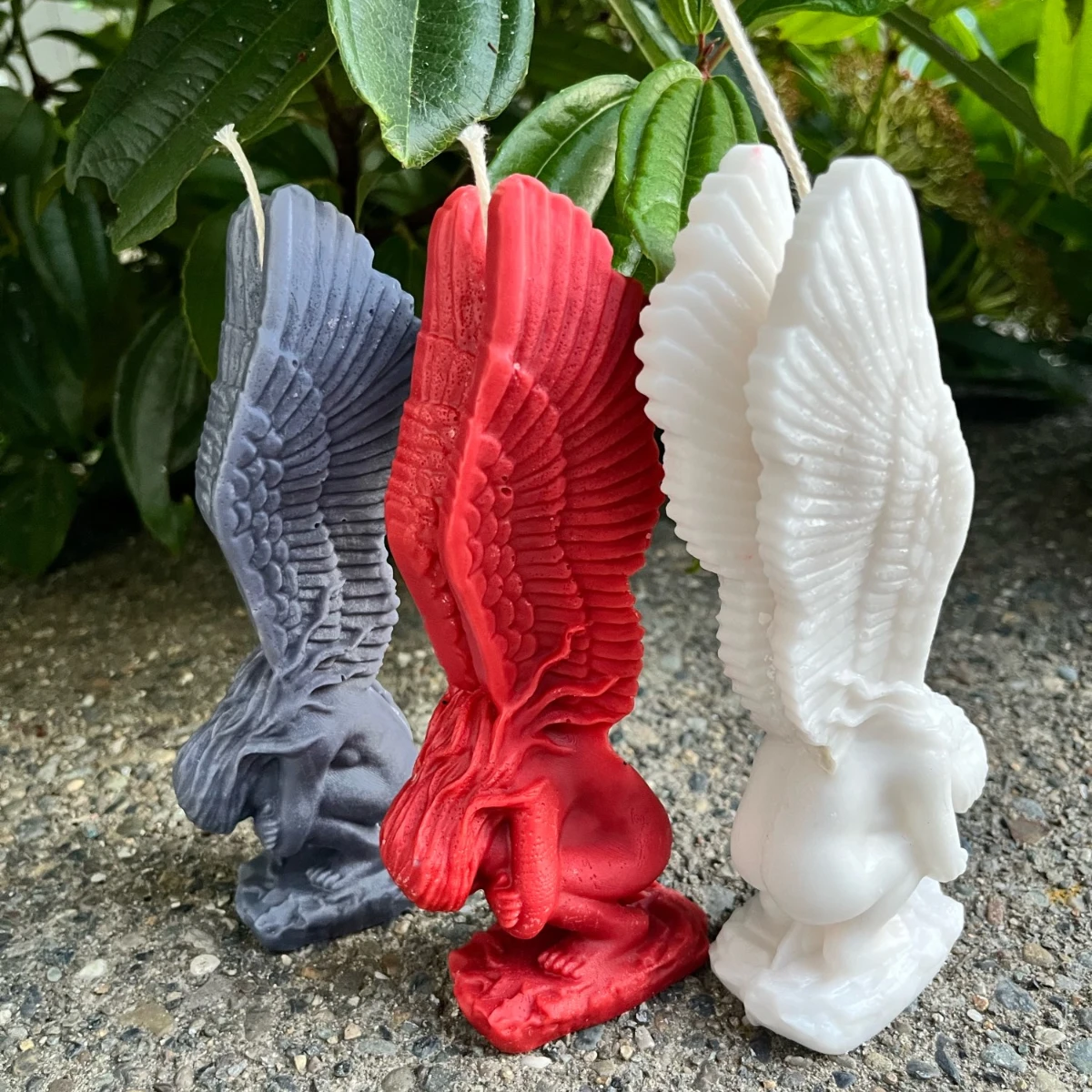 3D Nordic Style Squatting Angel Wings Silicone Candle Mold DIY Human Body Soap Gypsum Making Chocolate Cake Decor Handcraft Gift