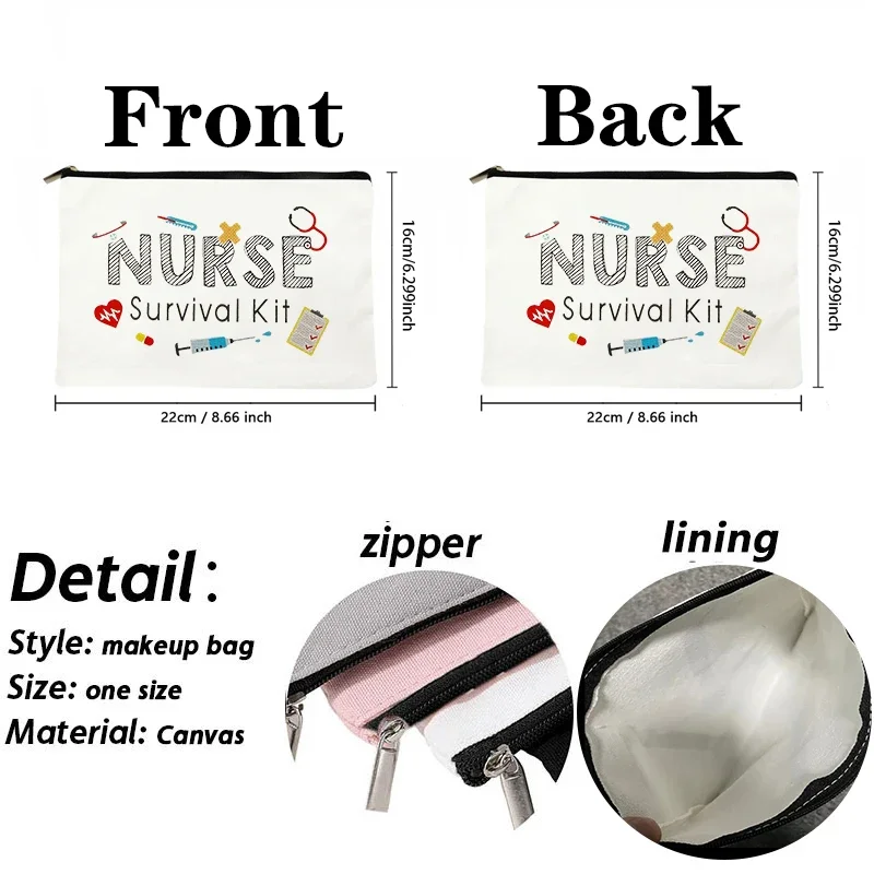 Nurse Makeup Bag Women Cosmetic Bag Toiletry Travel Organizer Lady Purse Cartoon Print Zipper Hospital Doctor Gifts Party Gift