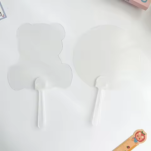 Funny DIY Transparent Hand Fans Handicrafts Cute DIY Blank Fan Portable Graffiti Fan Students