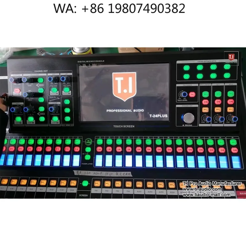 24 Channel Digital Mixer Console, Professional DJ Audio Device for Music Show and Stage Performance