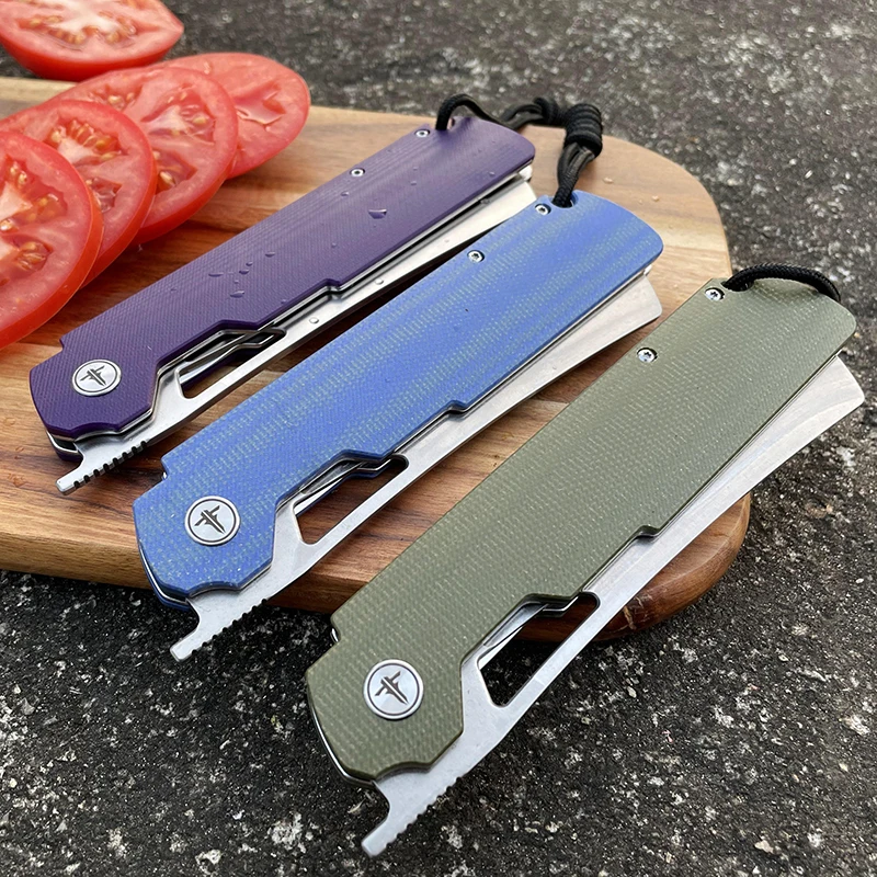 신제품 오리지널 SHOOZIZ XUN120 시리즈 XUN119 D2 스틸 아마 손잡이 접이식 나이프, 황동 와셔 야외 캠핑 EDC 포켓 도구