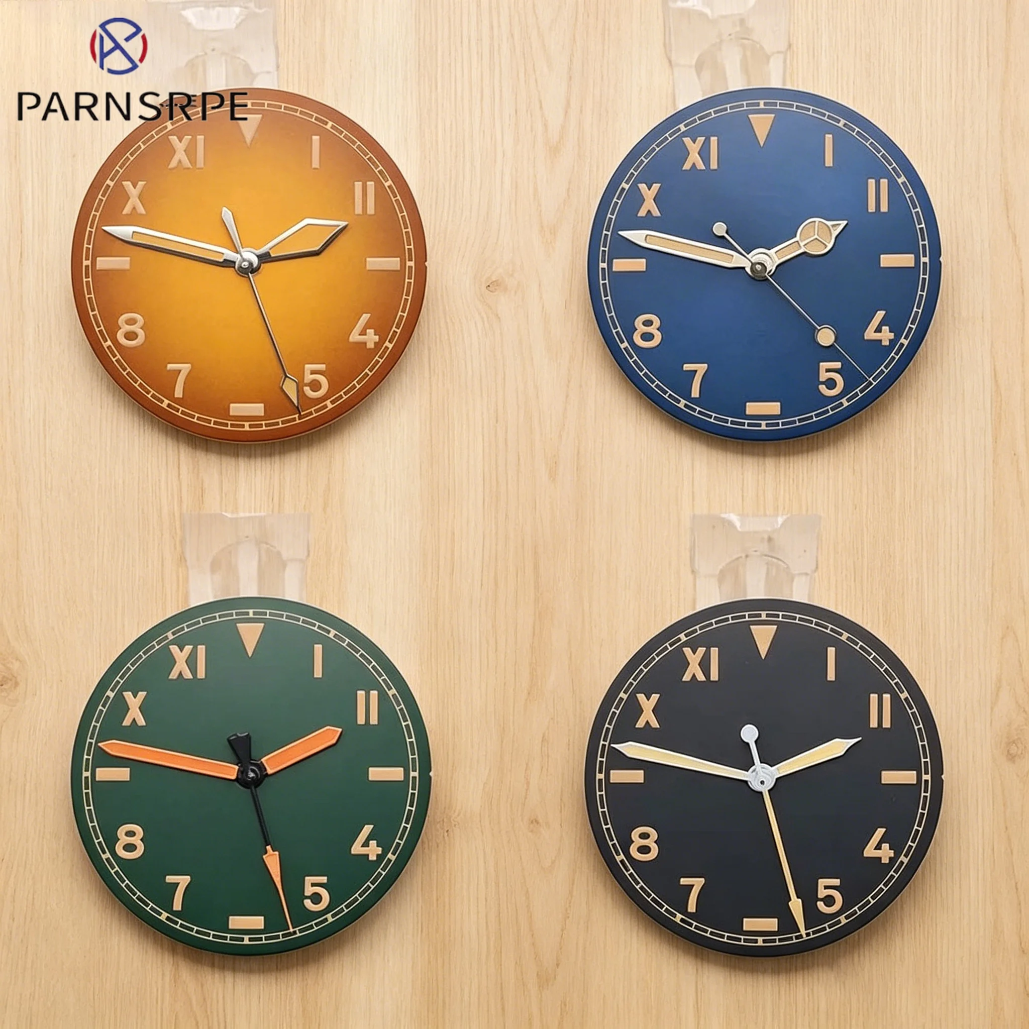 28.5mm Vintage Men's Watch Dial Accessory with Green Luminous Sterile Dial for NH35 NH36 Movement