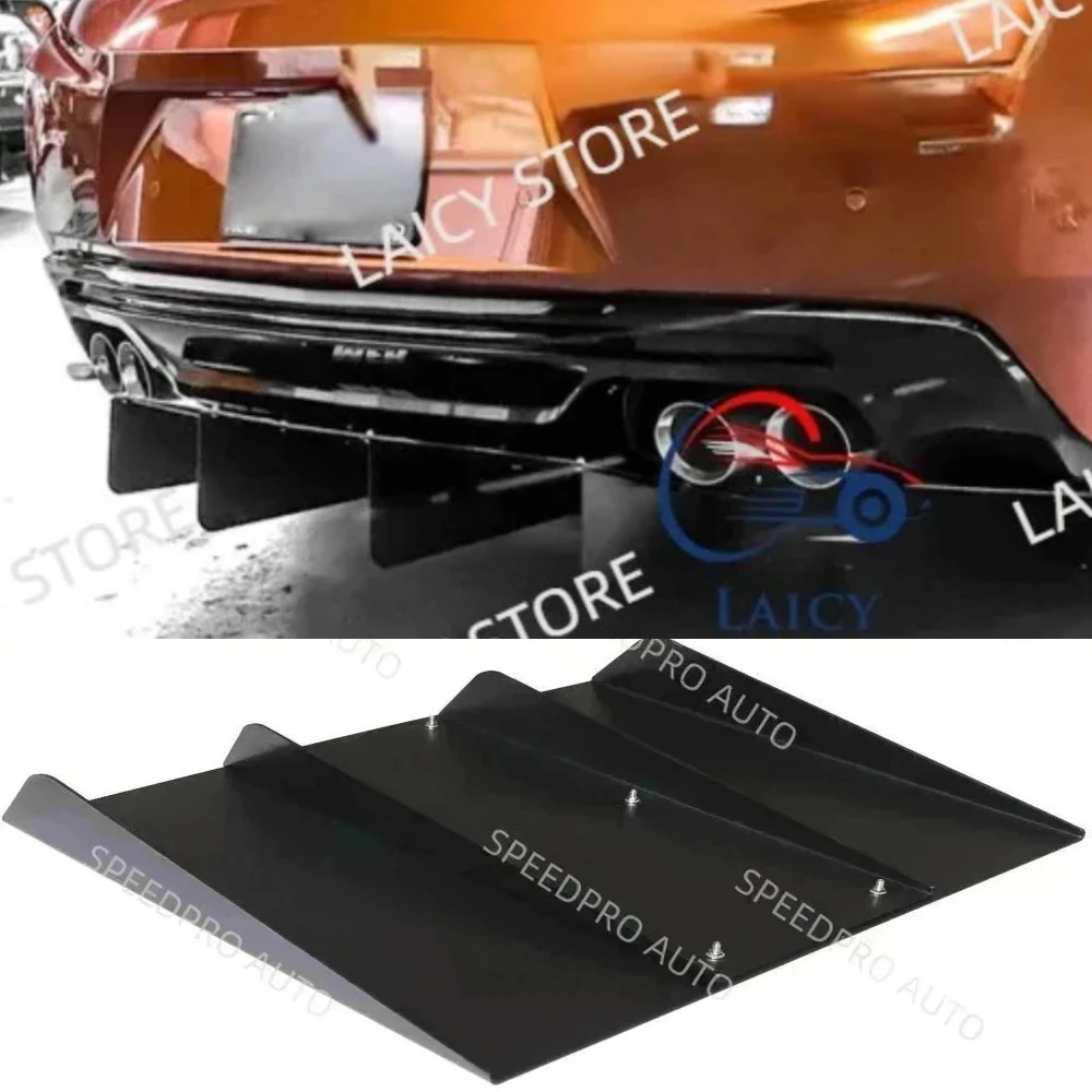 Car Rear Bumper Diffuser For Camaro Corvette 4 Fins Spoiler Lower Lip Splitter Chin Auto Body Exterior Cover Kits Black