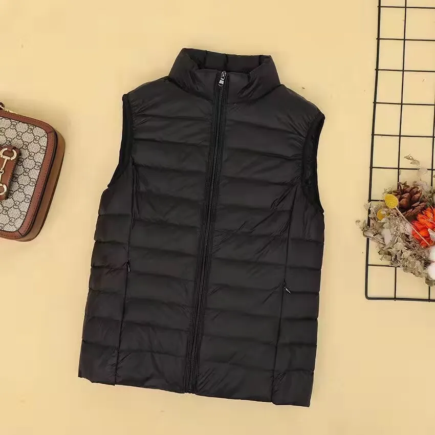 

Осенняя ультралегкая портативная майка без рукавов, пальто на утином пуху, облегающий женский пуховый жилет с воротником-стойкой, женское пальто