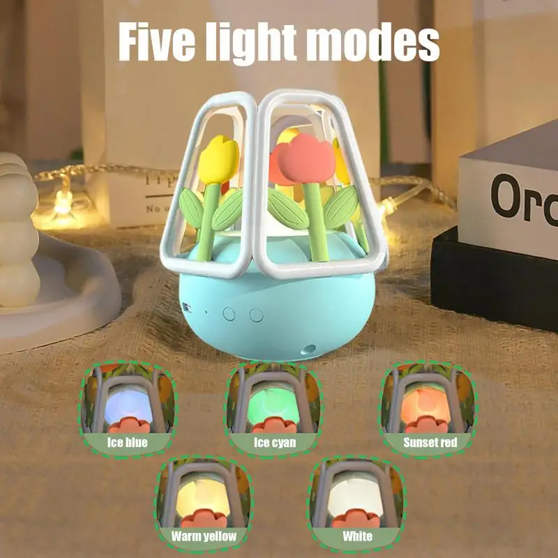 LED Flower Desk Lamp, colorido, flor, mesa, luz noturna, mudança de cor, USB, recarregável, berçário Nightlight