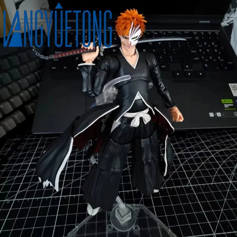 Bandai Shf Bleach Ichigo Kurosaki Hollowfied Actionfigur Getsuga Tenshou Artikuliertes Anime-Sammlerstück Ausstellungsmodell Auf Lager