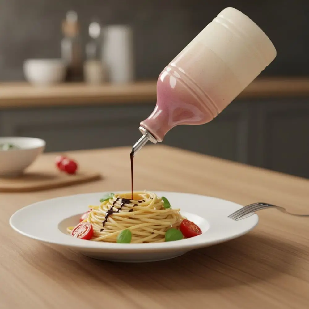 Ceramic Nordic Retro Olive Oil Bottle Metal Pointed Spout Kiln-colored Soy Sauce Bottle Large Capacity
