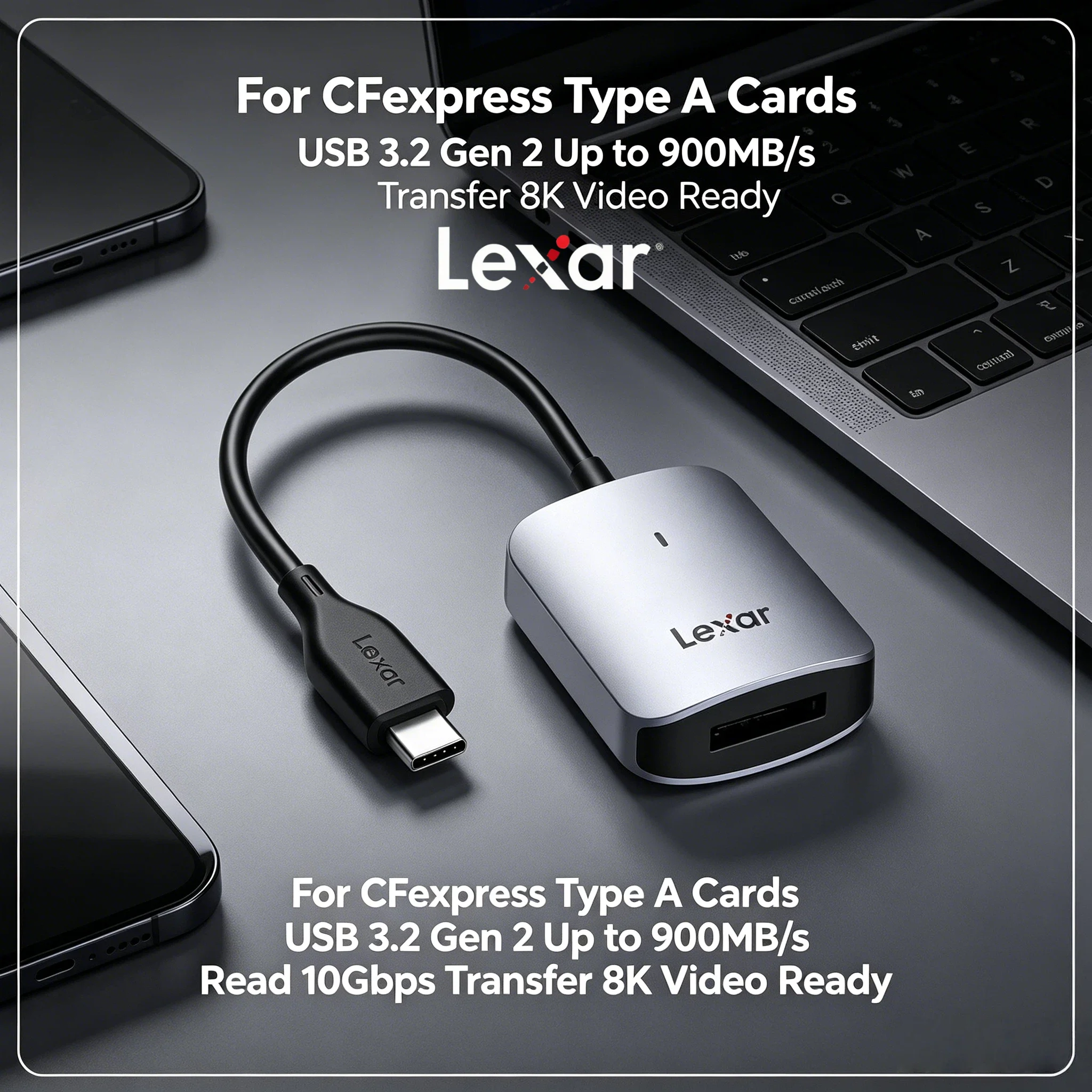lexar純正cfexpress-type-aリーダー-usb-32-gen-2-type-c-aメモリカード-cfe-aカードリーダー-最大10gbps-2026年版-高速