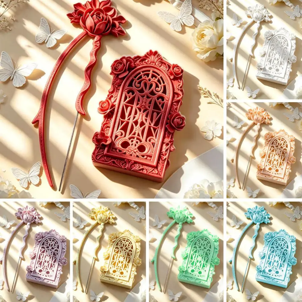 Vintage Fuse Beads Tools Set Gothic Embossed Rose Precision Bead Tweezers and Shovel Portable Reusable Bead Tweezers Pen Kit