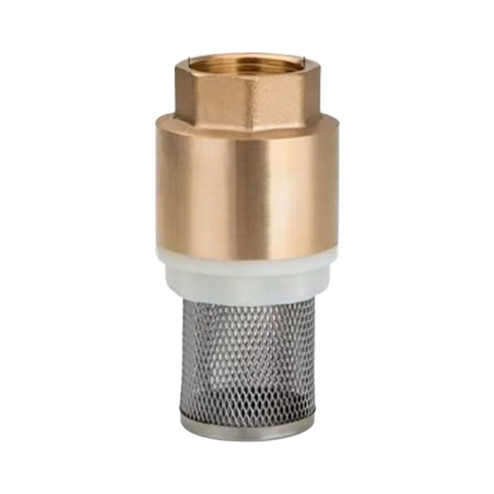 Copper Alloy Foot Valve Featuring Built-in Check Valve and Removable Filter Basket for Water Supply Lines 1/2 3/4 1 Inch