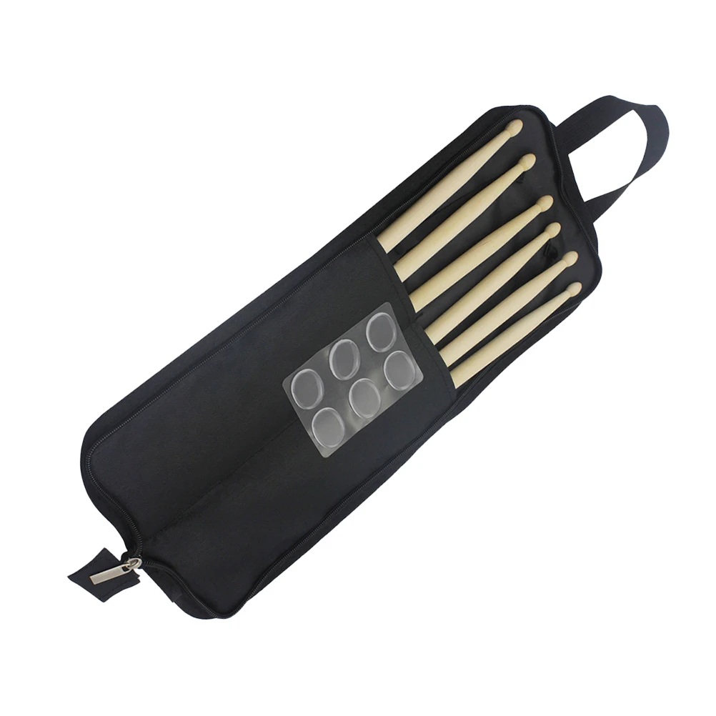 

3pcs Maple Wood Drumsticks Set With Drum Dampener Pads Carrying Bag Waterproof Oxford Cloth Portable Durable Drum Accessories