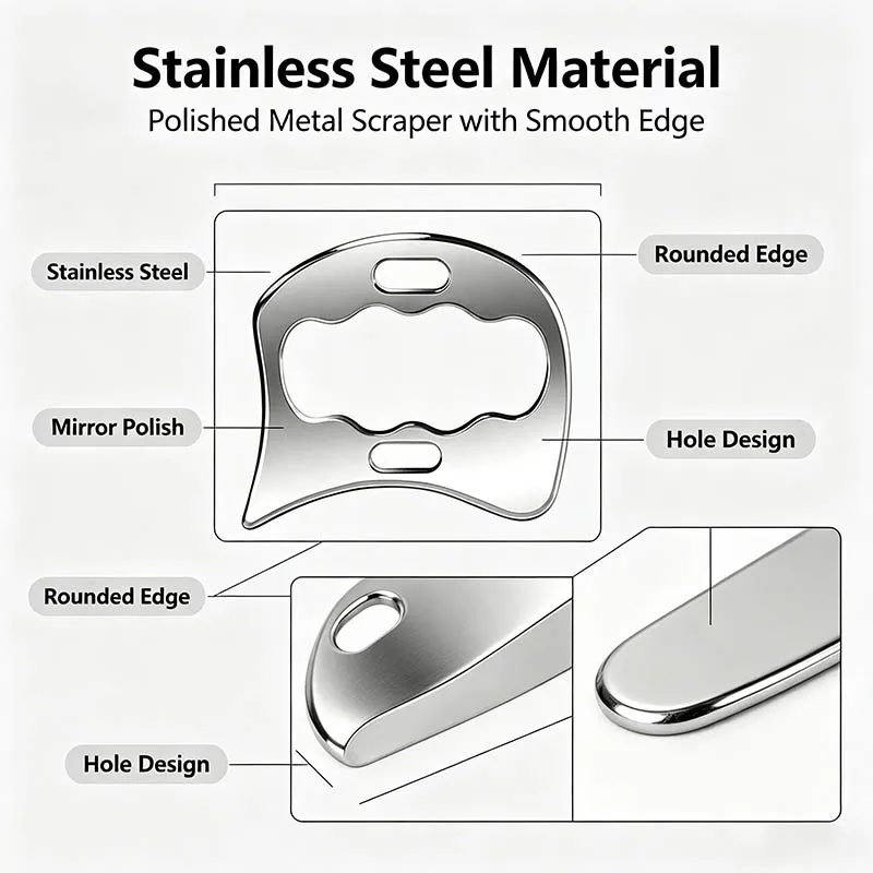 1PCS Stainless Steel Massage Knife Multi-Functional Gua Sha Scraper Tool for Muscle GymMassage Scraping Board for Back Arm Leg