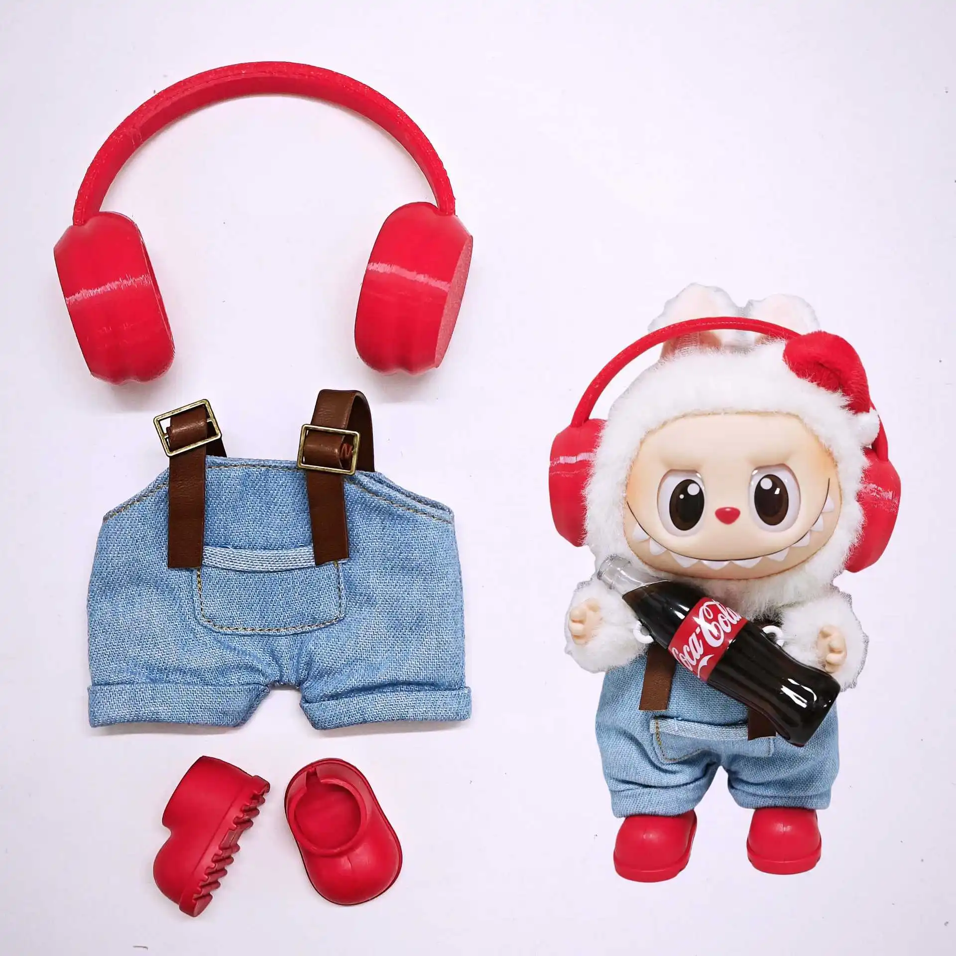 

Набор из 3/4, милые роскошные наушники Labubu + обувь + очки/одежда, аксессуары для кукол, наряд для куклы Labubu