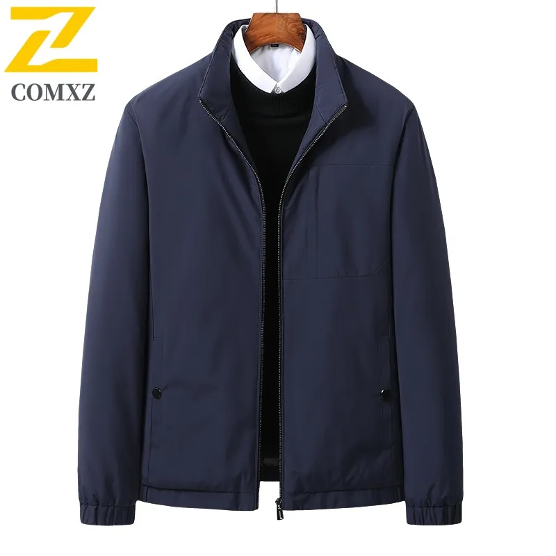 

COMXZ мужской пуховик с воротником-стойкой, минималистичный стиль, офисная работа, хлопковая стеганая куртка, повседневная куртка-пуховик высокого качества