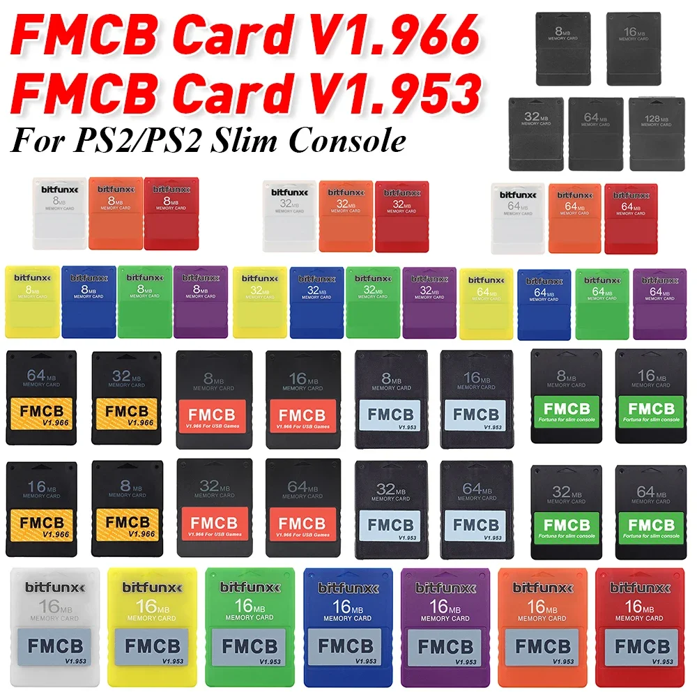 Tarjeta FMCB V1.966 V1.953, tarjeta de memoria de 8MB/16MB/32MB/64MB/128MB, tarjeta de programa gratuita, adaptador para juegos, Mcboot gratis para PS2 Playstation