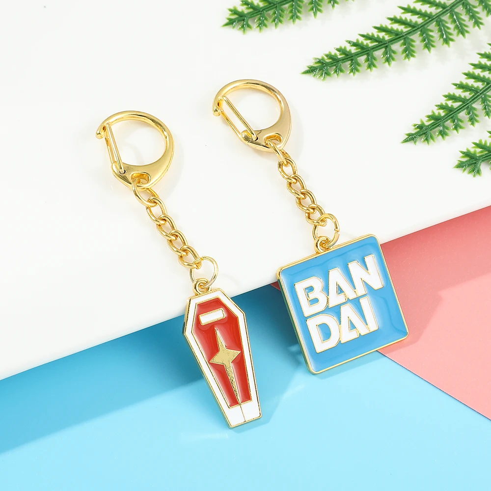 Bandai Letter Logo Pendant Shield Keychain Metal Key Ring Fashion Men Women Bag Car Accessories Cosplay