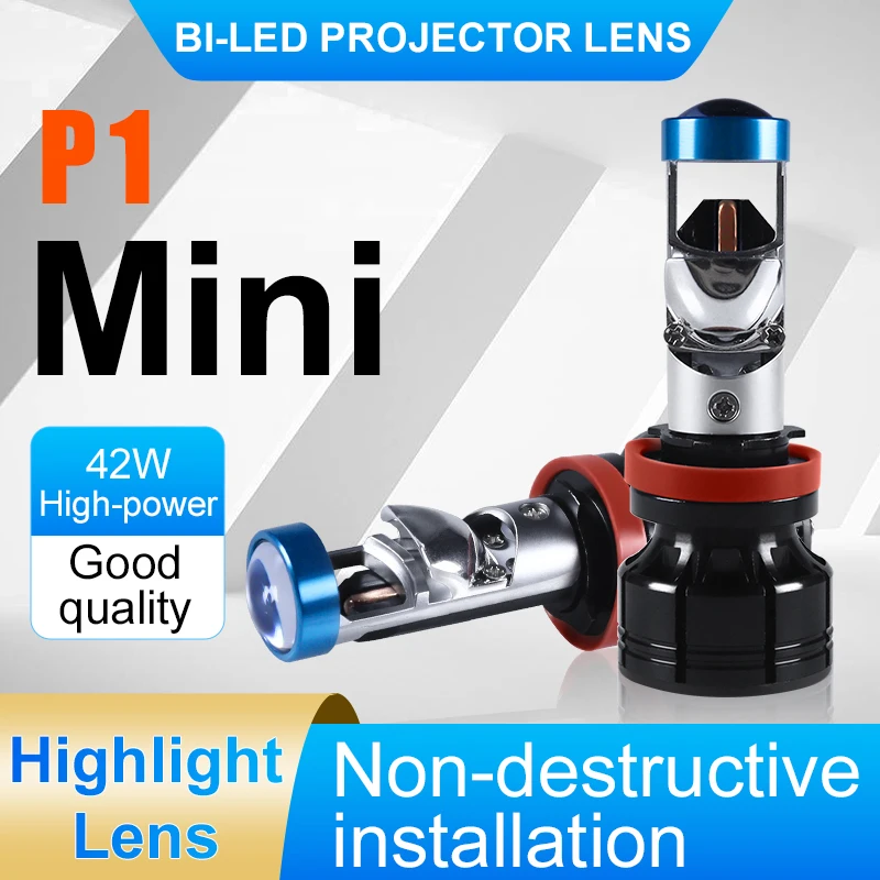 P1 H4 H7 LED Mini Projector Lens H11 9005 HB3 9006 HB4 Automotive Motorcycle 12V LHD High Beam Low Beam Canbus Bulbs Fog Lights