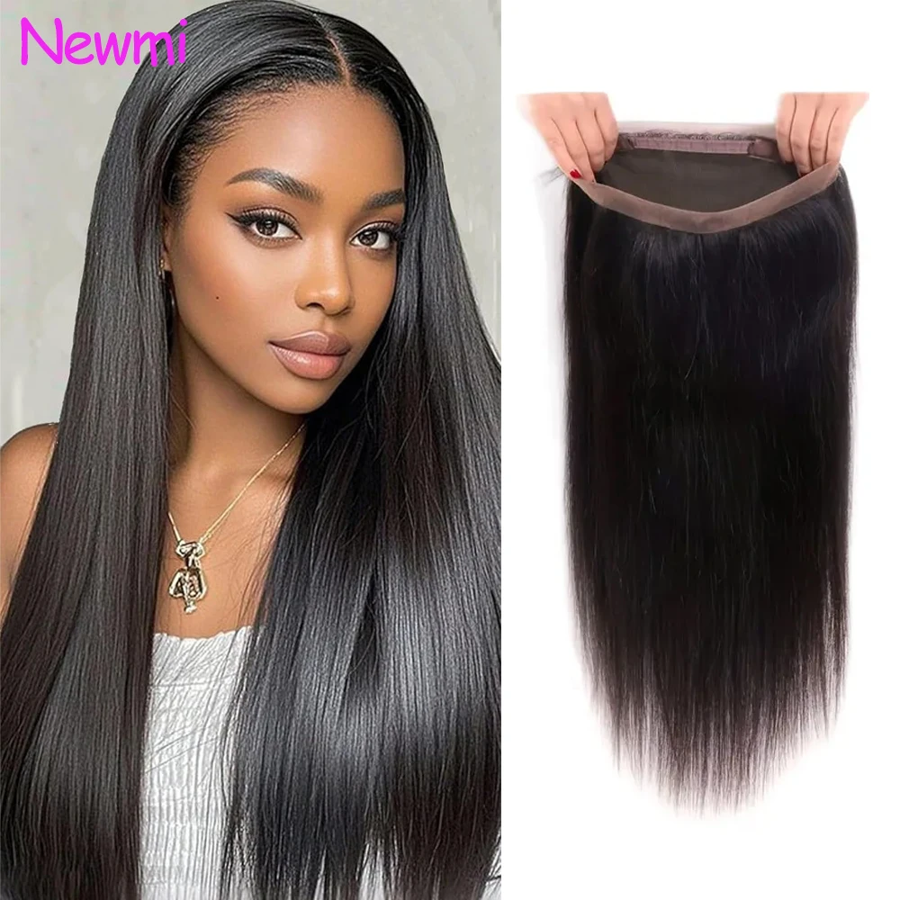 

Новинка: Прямые волосы Newmi, 360-градусная фронтальная накладка из прозрачного швейцарского кружева с детским волосяным слоем, 100% натуральные бразильские волосы для наращивания