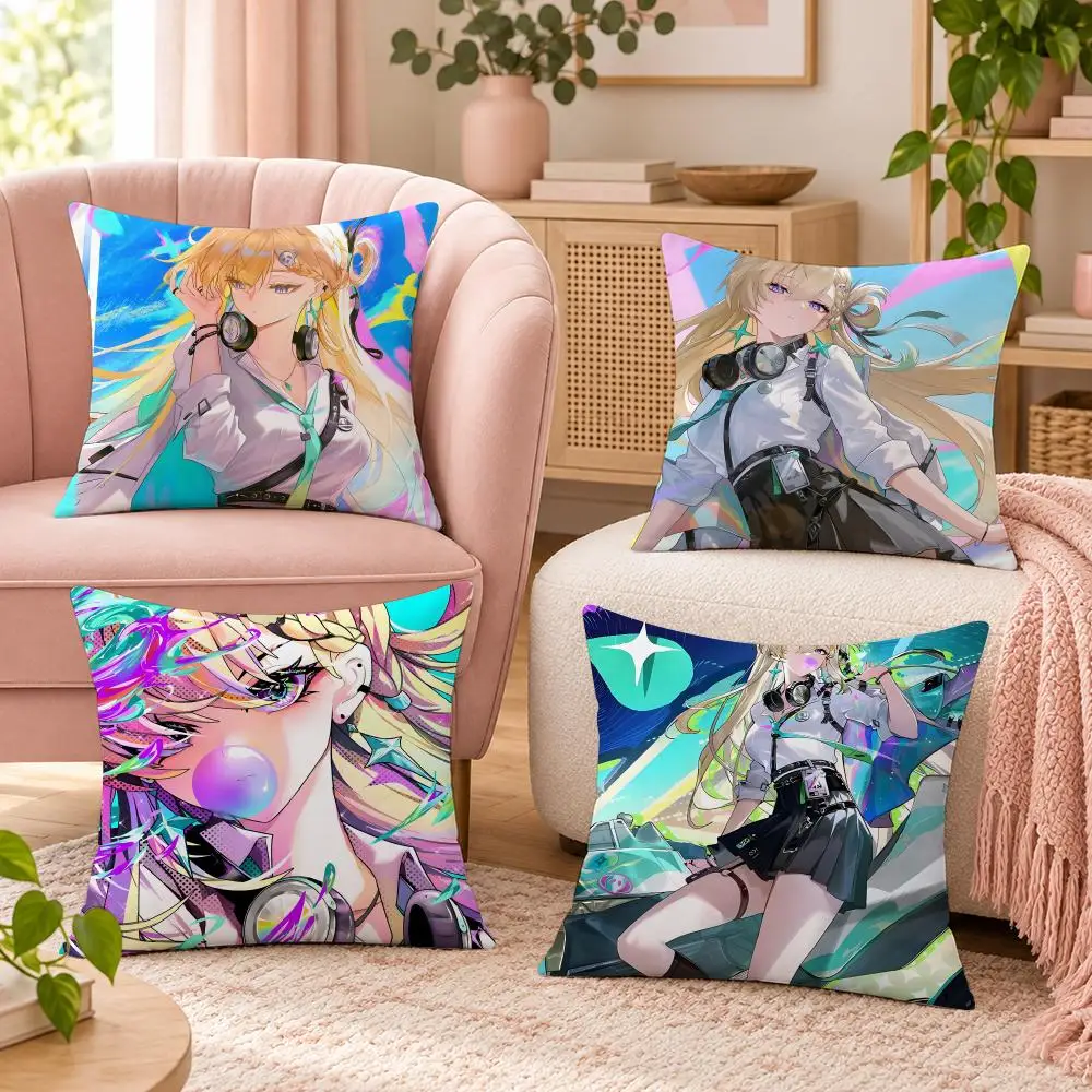 lynae wuthering waves Cushion Cover Soft Short Plush Pillow Cases Hidden Zipper Cutecore Sofa Bedroom Home Decor Gift