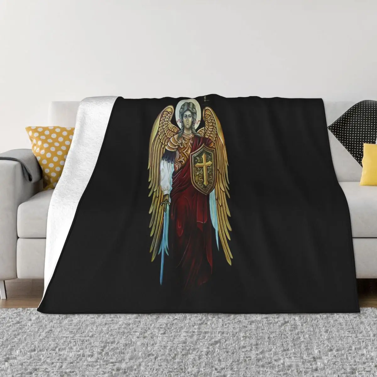 Saint Michael The Archangel Knight Of God Catholic Christian Black New Holiday New Brand Novelty Man Throw Blanket