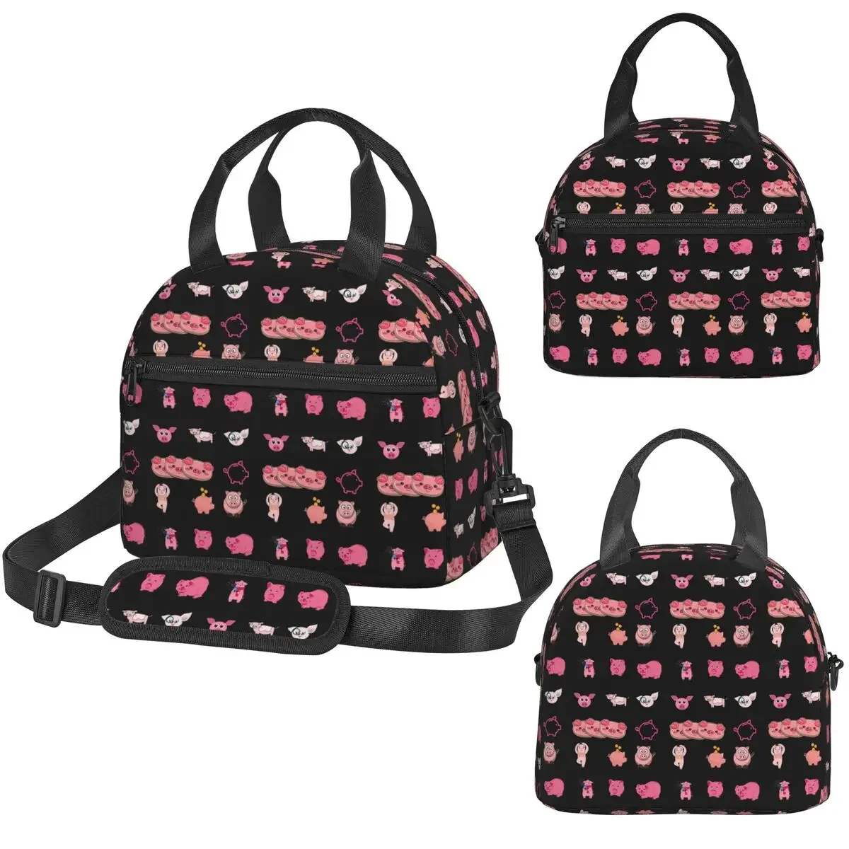 National Pig Day Sticker Pack Insulated Lunch Bag for Women Kids Portable Food Boxes Thermal Lunch Box Tote