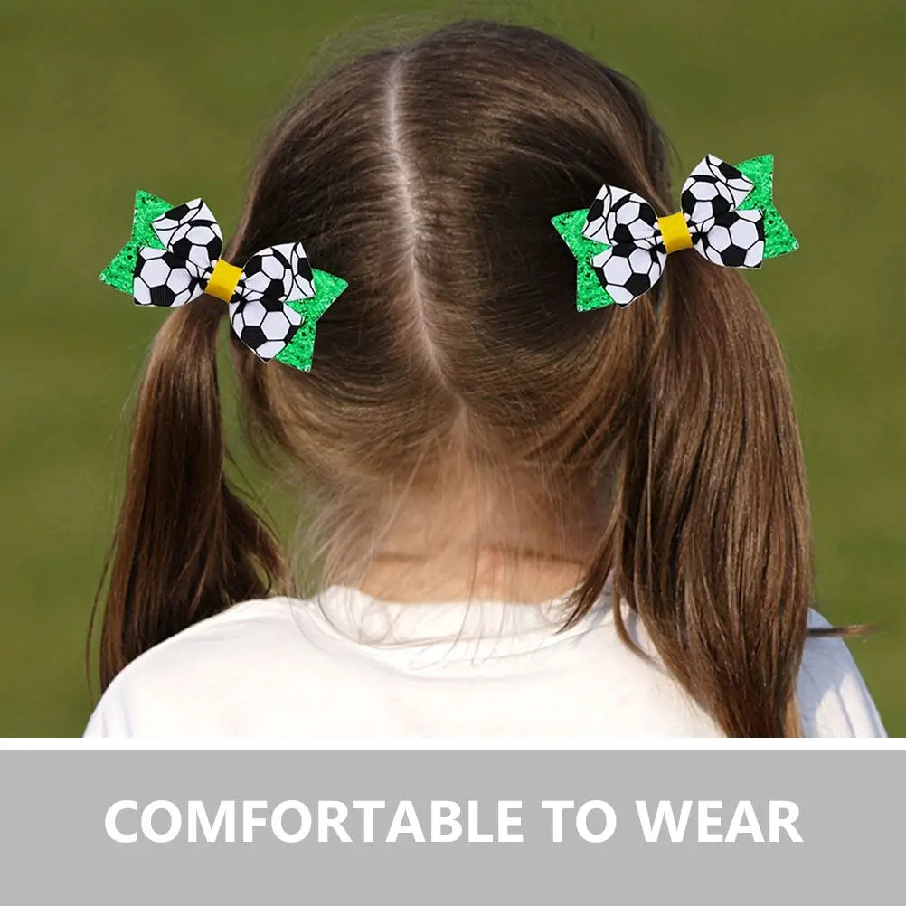 

2Pcs Hair Bows for Girls Women Soccer Bow Clips Cute Hair Accessories Perfect for Birthdays Engagements Proms