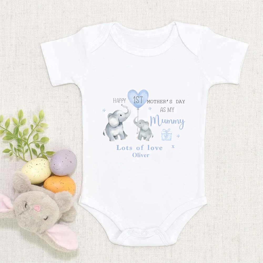

Персонализированные детские комбинезоны на первый День матери, комплект одежды на первый День матери, индивидуальный детский боди с коротким рукавом, подарок для новоиспеченной мамы
