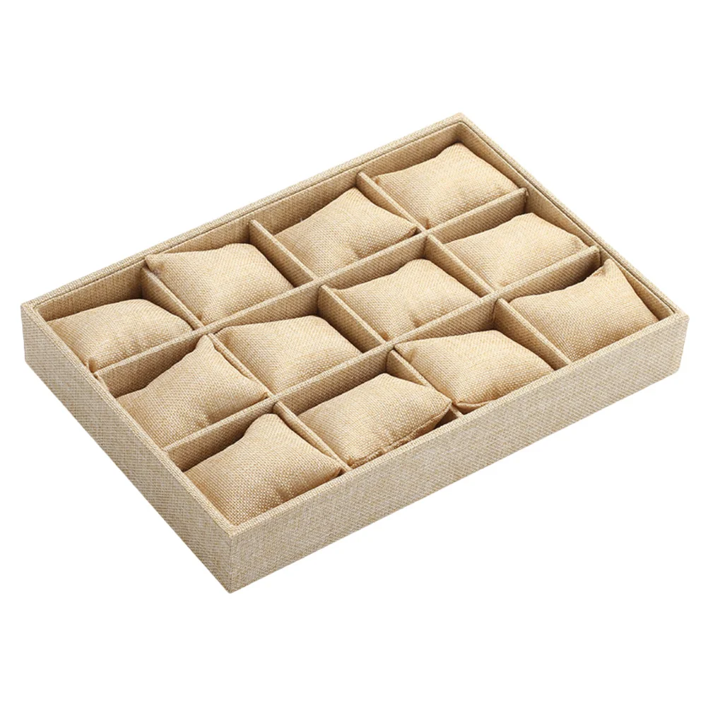 

Watch Storage Box Black Multi-Lattice Design Durable Density Board Detachable Pillows Business Personal Use Watch Box