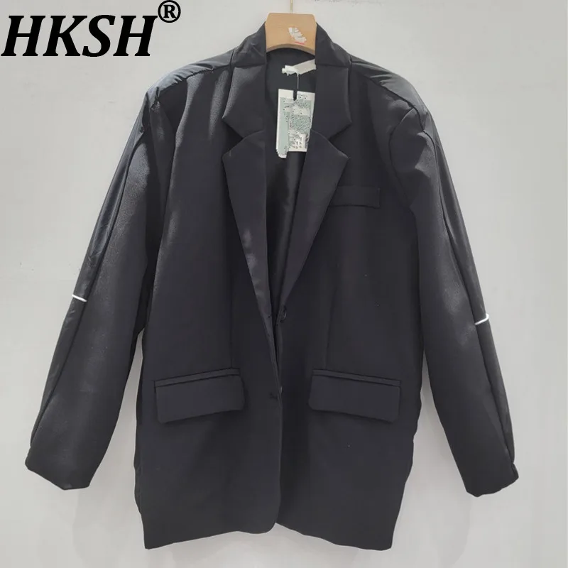 

HKSH Autumn Winter New Women Niche Design High Street Unique Casual Blazer Dark Techwear High Sense Single Breasted Coats HK8994