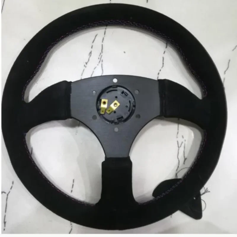 Refitting 14 Inch Lambskin Into Smooth Concave Frosted Suede Universal Steering Wheel