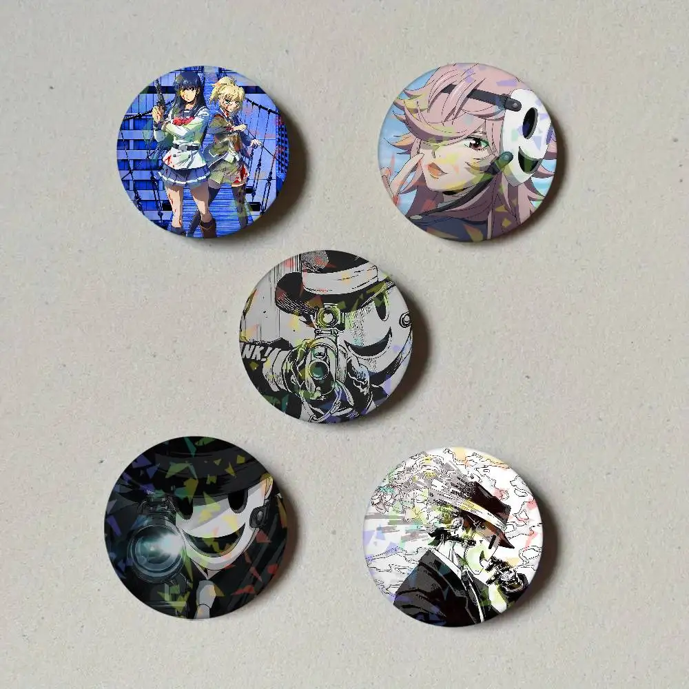 Anime H-High-Rise Invasion Round Exquisite Laser Badge Brooches Creative Pins For Clothes Hat Backpack Gift Accessories