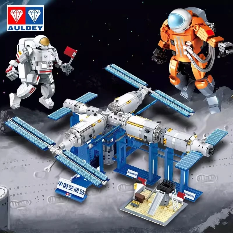 

AULDEY Мудрый блок 5 в 1 Китайские блоки космической станции-Tianhe Shenzhou Tianzhou Mengtian Wentian Длинный марш Ракета Собранная игрушка