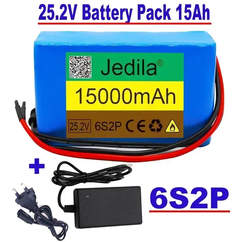 

Аккумулятор.de.litio.de.24v.15Ah.6s2p.25,2v.15000mah.para.bicicleta.el, велокомплект.ciclomotor.batía deiones.de litio.con+cargador.