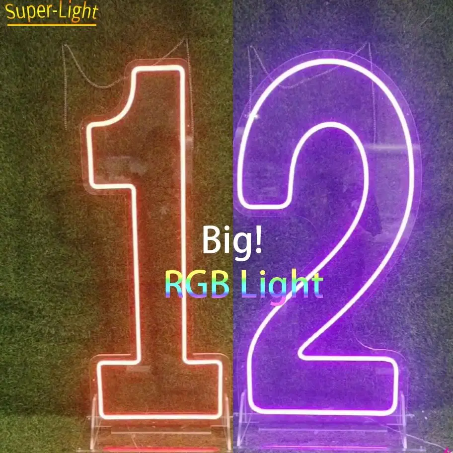 

Big 2.9ft/90cm High RGB Numbers Set 0 1 2 3 4 5 6 7 8 9 Digital Neon Signs for Birthday Party LED Light Up Signs Wedding Decor