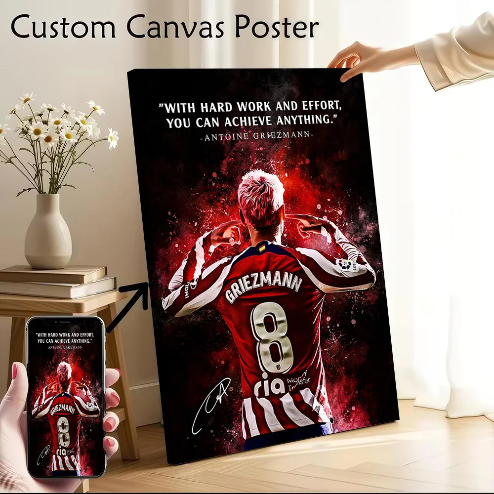Antoine Griezmann Motivational Canvas Poster Customizable Pictures Wall Art Canvas Painting for Room Decoration Aesthetic Home