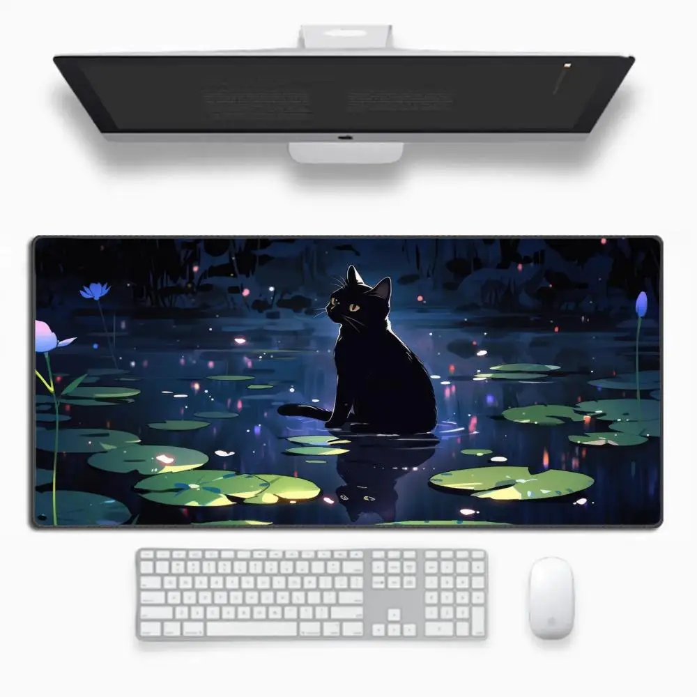 

Коврик для мыши с аниме-котиками, большой, для компьютера, офиса, игр, XXL, резиновый, противоскользящий, с прошитыми краями, для клавиатуры, длинный, для учебы, для рабочего стола