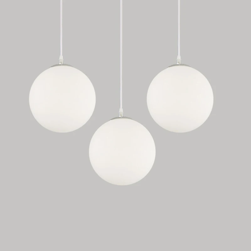 Nordic Glass Ball Pendant Lights Milky White Suspension Lamp for Dining Room Restaurant Bar Bedroom Decor Led Lighting Fixtures