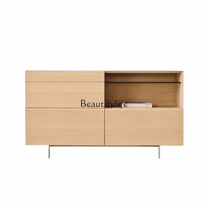 

Modern simple storage cabinet Solid wood household porch cabinet Japanese Nordic storage storage living room