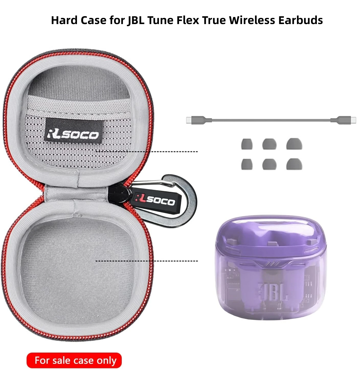 

Earbuds Case for JBL Tune Flex True Wireless Noise Cancelling Earbuds, Replacement Hard Shell Carrying Bag with Cable Storage