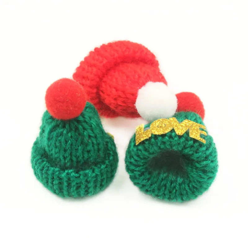 3Pcs Mini Knitted Craft Christmas Hat For Clothes Party Decorate Supplies Handwork DIY Hairpin Earrings Handmade Make Material