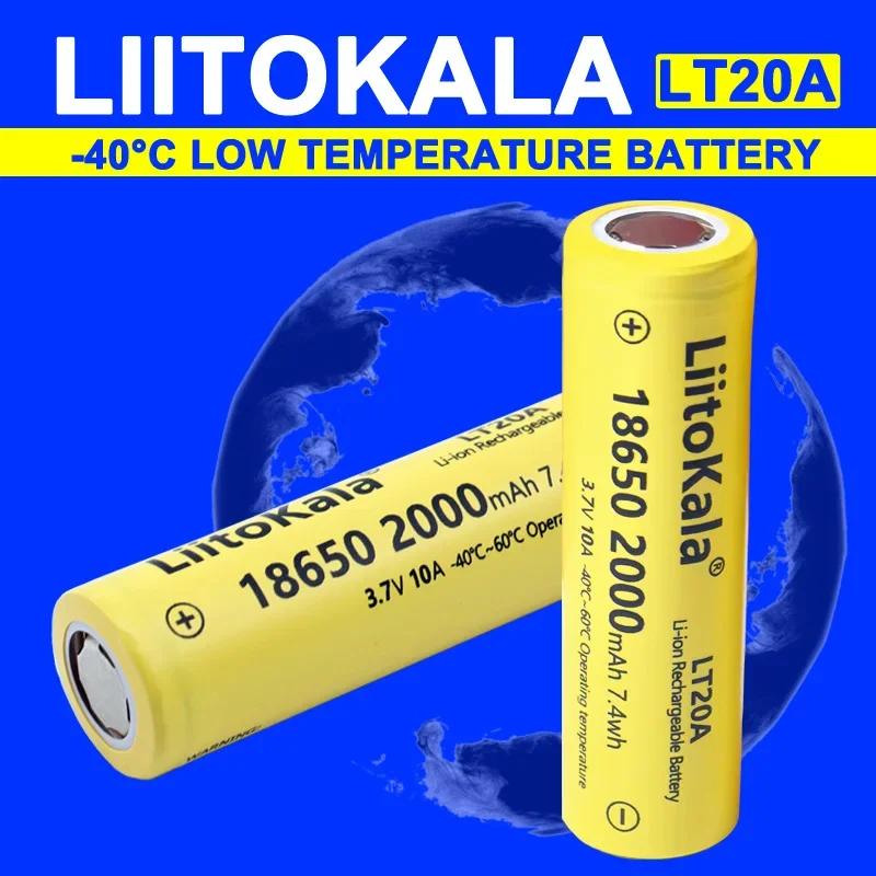 1-30 pz LiitoKala LT20A 18650 2000 mah 3.7 v bassa temperatura Per Faro Mini Ventilatore Puntatore Laser Batteria Ricaricabile Li-lon